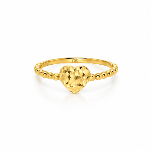 Gold Heart Shaped Ring 18KT - FKJRN18KU6136