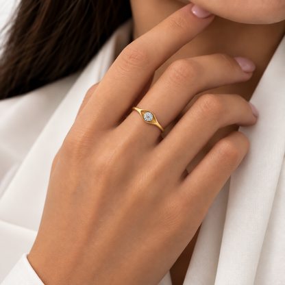 Gold Solitaire Ring 18KT - FKJRN18KU6137