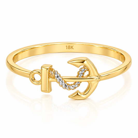 Gold Anchor Shaped Ring 18KT - FKJRN18KU6138