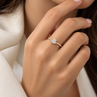 Gold Solitaire Ring 18KT - FKJRN18KU6373