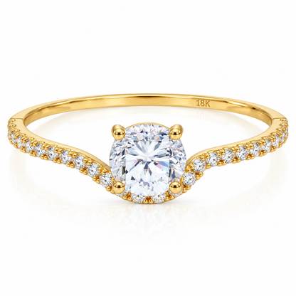 Gold Solitaire Ring 18KT - FKJRN18KU6373