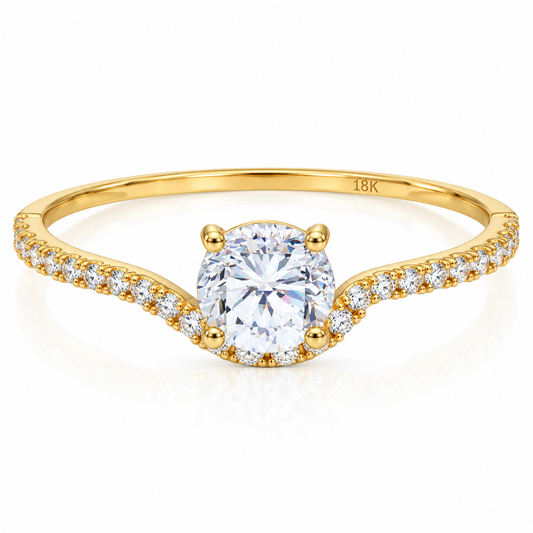 Gold Solitaire Ring 18KT - FKJRN18KU6373