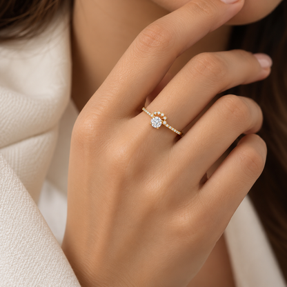Gold Solitaire Ring 18KT - FKJRN18KU6374