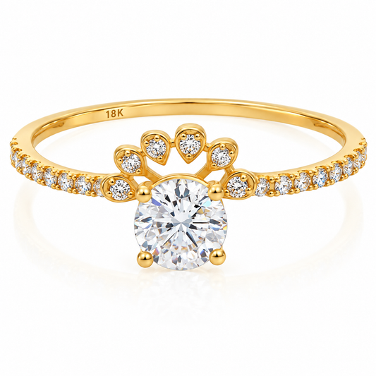 Gold Solitaire Ring 18KT - FKJRN18KU6374