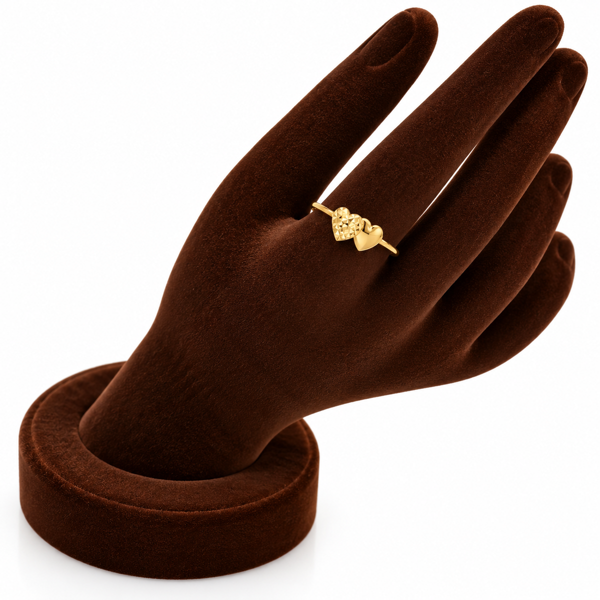 Gold Twin Heart Shaped Ring 18KT - FKJRN18KU6377