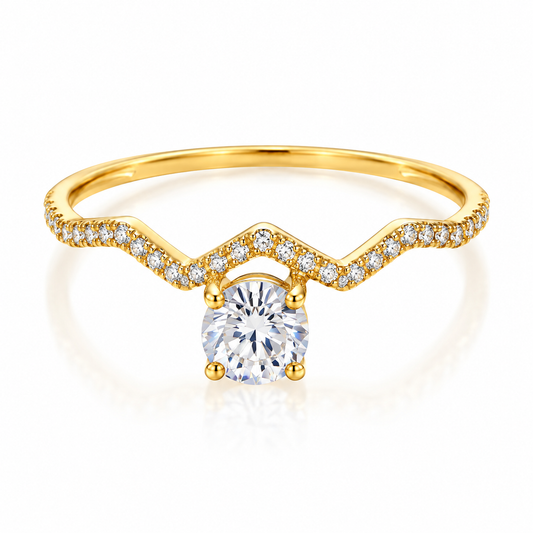 Gold Solitaire Ring 18KT - FKJRN18KU6380