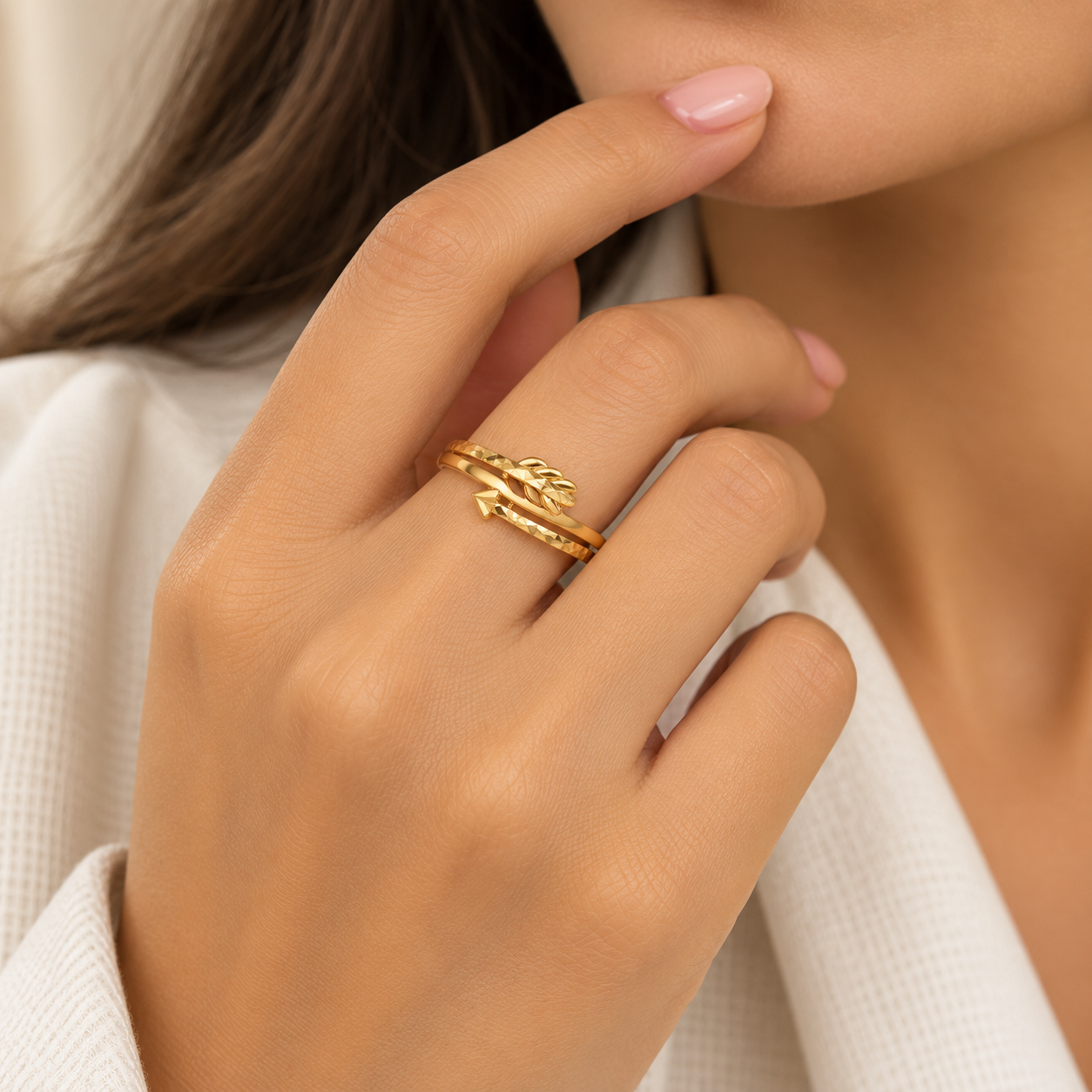 Gold Arrow Shaped Ring 18KT - FKJRN18KU6382
