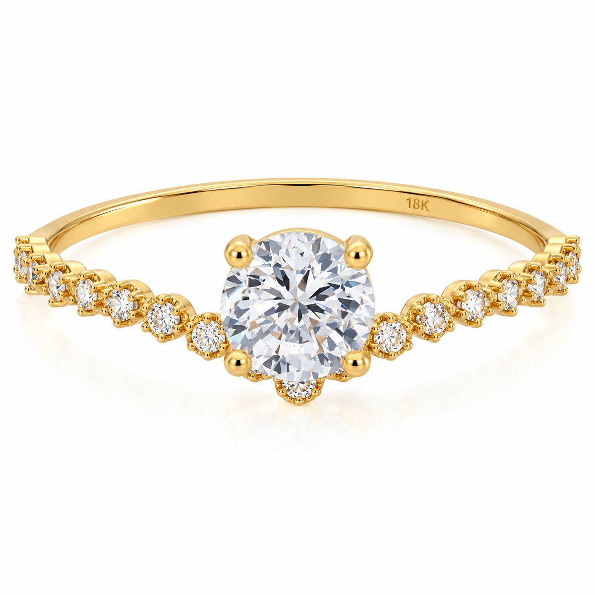 Gold Solitaire Ring 18KT - FKJRN18KU6383