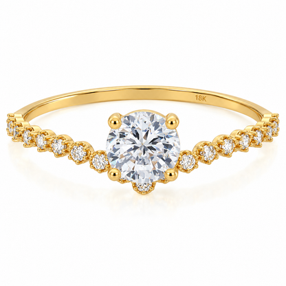 Gold Solitaire Ring 18KT - FKJRN18KU6383