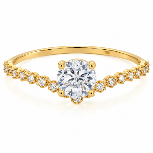Gold Solitaire Ring 18KT - FKJRN18KU6383