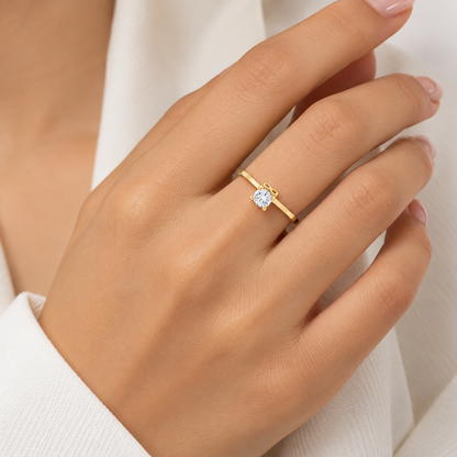 Gold Solitaire Ring 18KT - FKJRN18KU6376