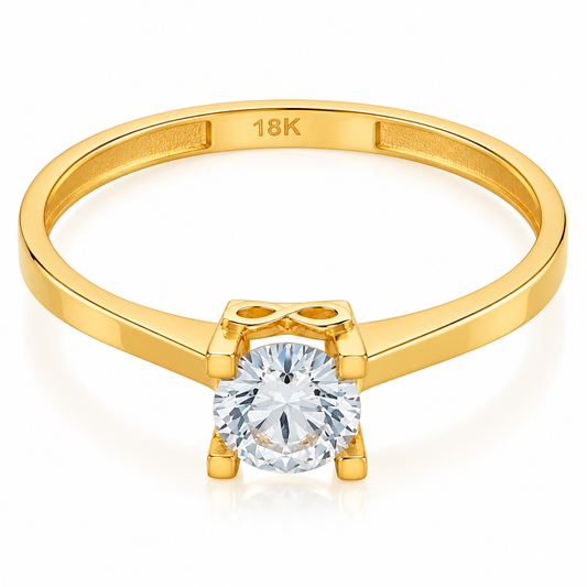 Gold Solitaire Ring 18KT - FKJRN18KU6390