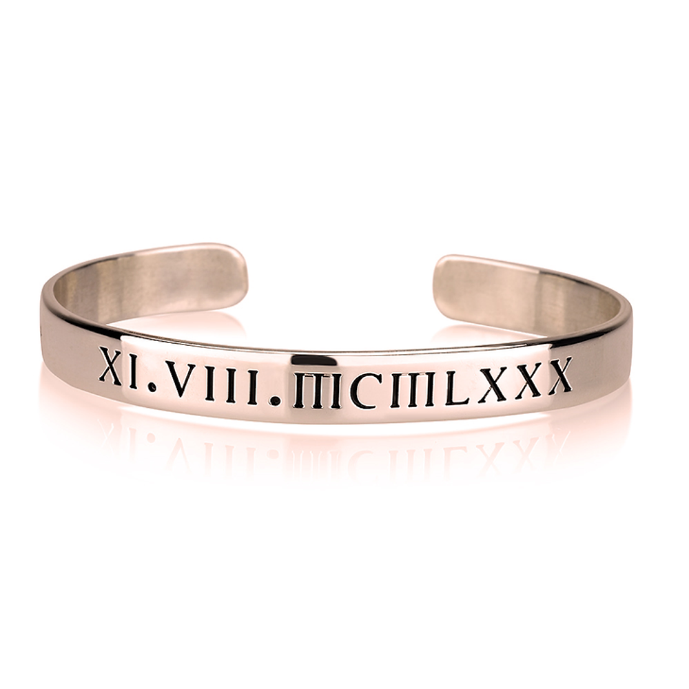 Gold & Silver Personalized Roman Numeral Cuff Bracelet - FKJBRLU6263