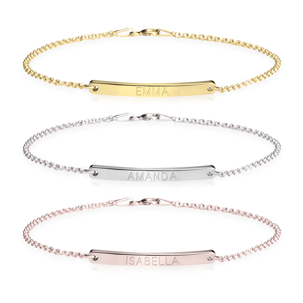 Gold & Silver Personalized Skinny Bar Bracelet - FKJBRLU6265