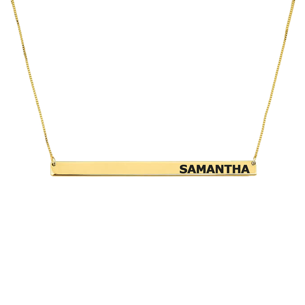 Gold & Silver Personalized Skinny Bar Necklace - FKJNKLU6184