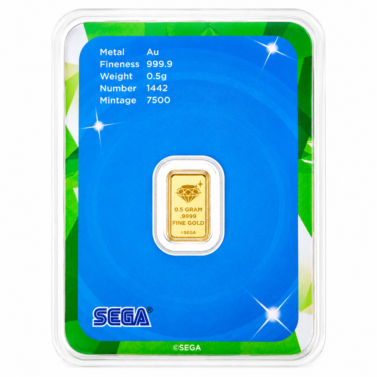 Sega Sonic The Hedgehog 0.5 Gram Gold Bar 24KT - FKJGBR24K7028
