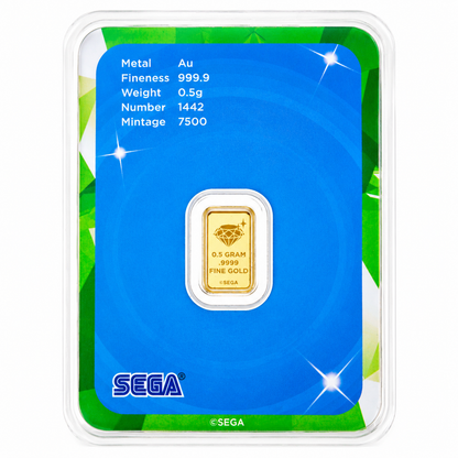 Sega Sonic The Hedgehog 0.5 Gram Gold Bar 24KT - FKJGBR24K7028