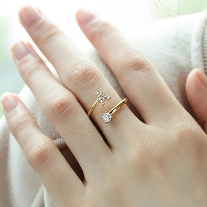 Gold & Silver Personalized Stone Initial Ring - FKJRNU6238