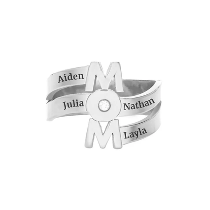 Gold & Silver Personalized The Mom Ring with a Birthstone - FKJRNU6244