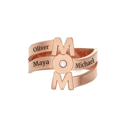 Gold & Silver Personalized The Mom Ring with a Birthstone - FKJRNU6244