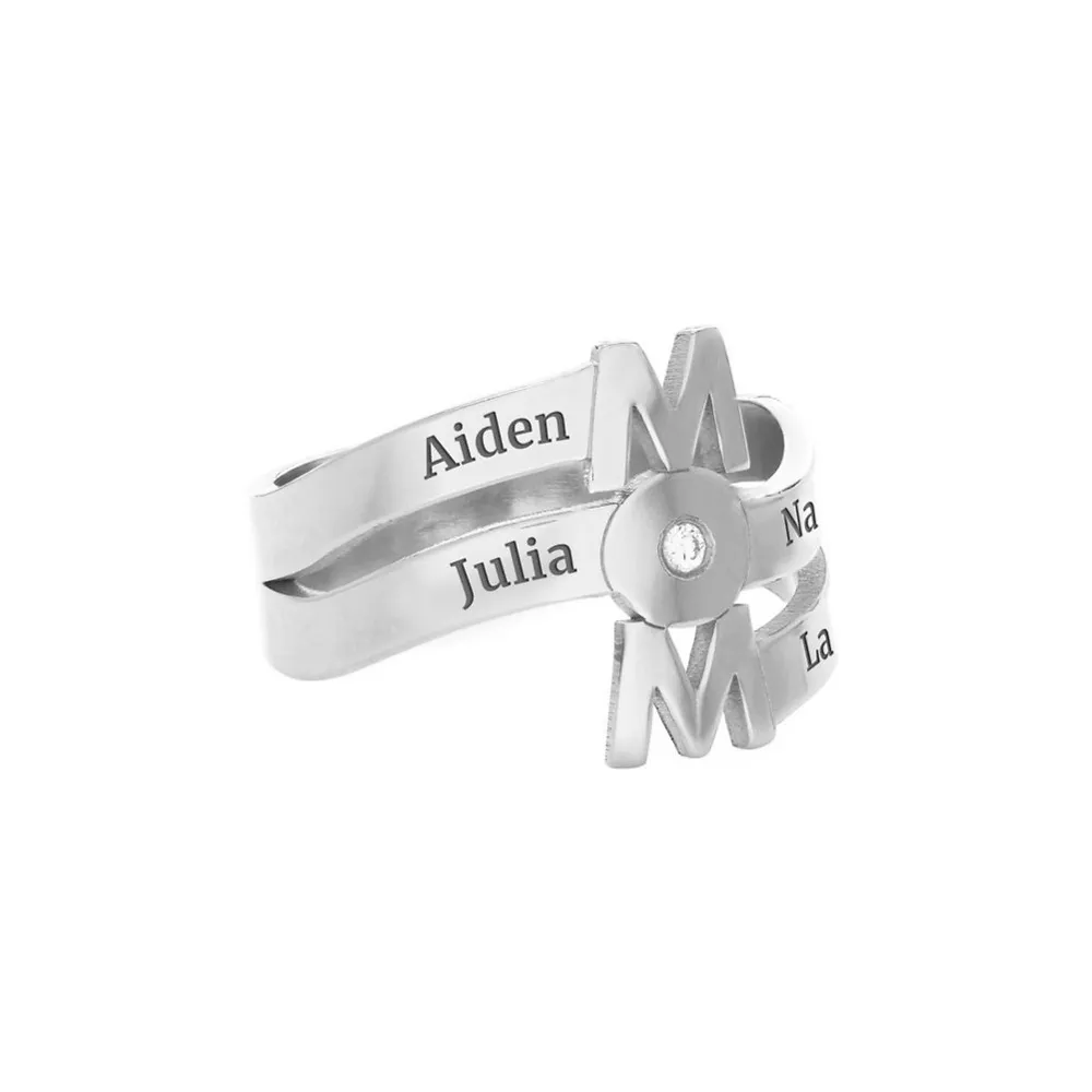 Gold & Silver Personalized The Mom Ring with a Birthstone - FKJRNU6244