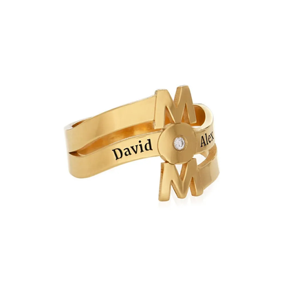 Gold & Silver Personalized The Mom Ring with a Birthstone - FKJRNU6244