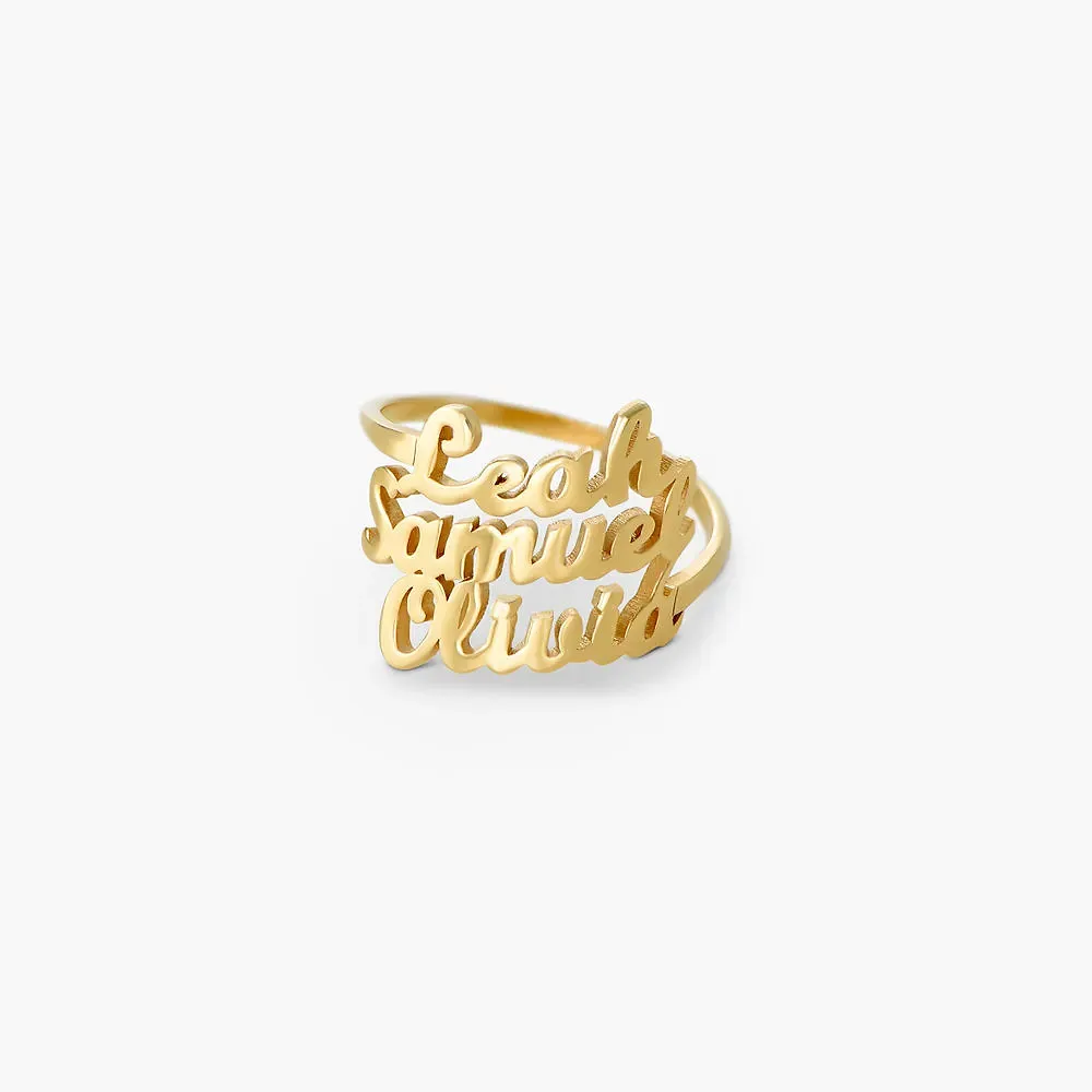 Gold & Silver Personalized Three Name Ring - FKJRNU6221