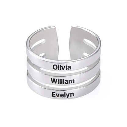 Gold & Silver Personalized Three Name Ring - FKJRNU6229