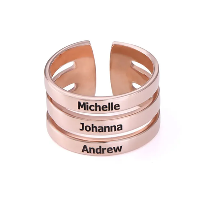 Gold & Silver Personalized Three Name Ring - FKJRNU6229