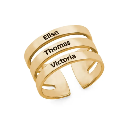 Gold & Silver Personalized Three Name Ring - FKJRNU6229