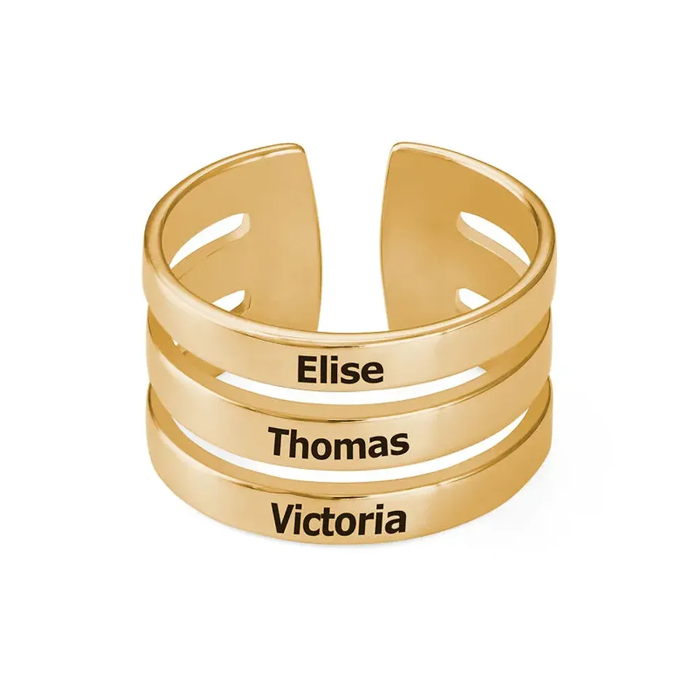 Gold & Silver Personalized Three Name Ring - FKJRNU6229