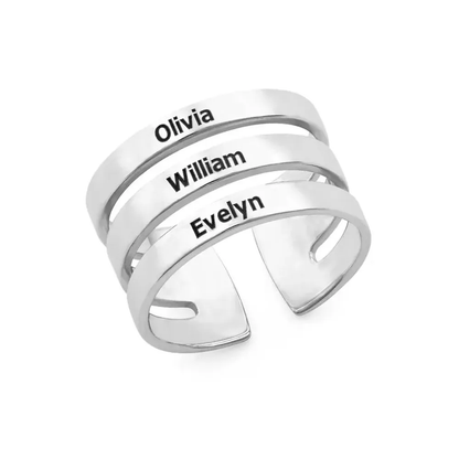 Gold & Silver Personalized Three Name Ring - FKJRNU6229