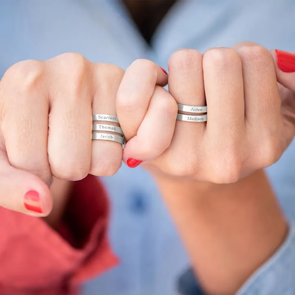 Gold & Silver Personalized Three Name Ring - FKJRNU6229