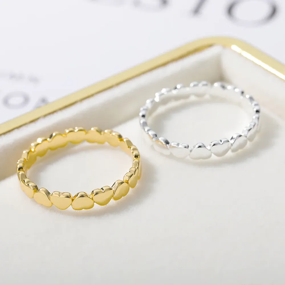 Gold & Silver Personalized Tiny Heart Stackable Ring - FKJRNU6233