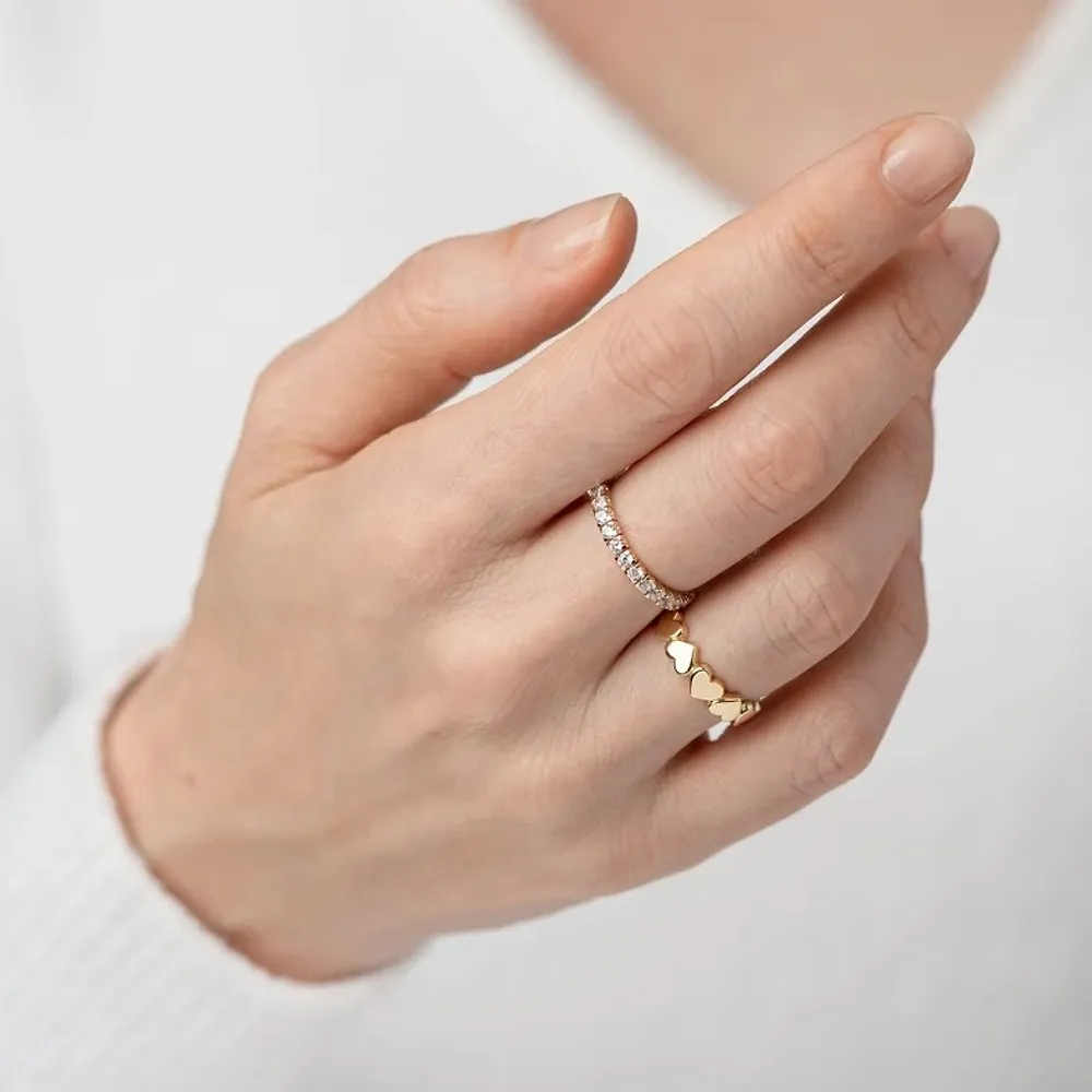 Gold & Silver Personalized Tiny Heart Stackable Ring - FKJRNU6233