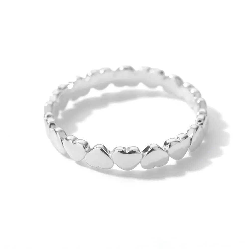 Gold & Silver Personalized Tiny Heart Stackable Ring - FKJRNU6233