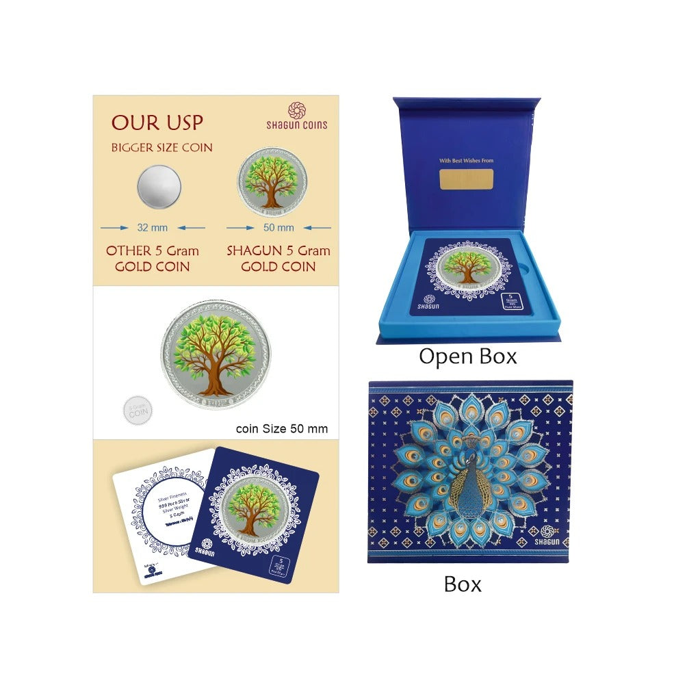 Tree 5 Grams Colorized Silver Coin - FKJCONSL6987