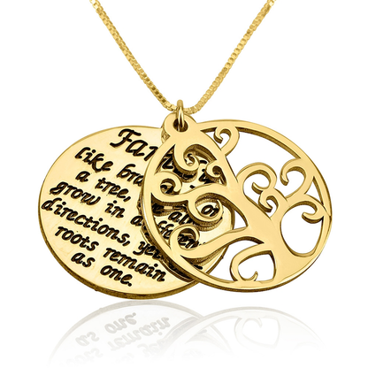 Gold & Silver Personalized Tree Of Life Pendant Necklace - FKJNKLU6210