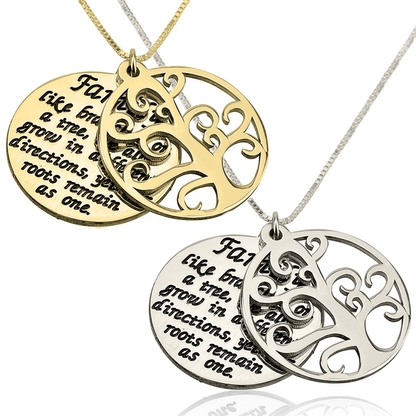 Gold & Silver Personalized Tree Of Life Pendant Necklace - FKJNKLU6210