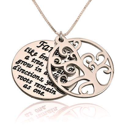 Gold & Silver Personalized Tree Of Life Pendant Necklace - FKJNKLU6210