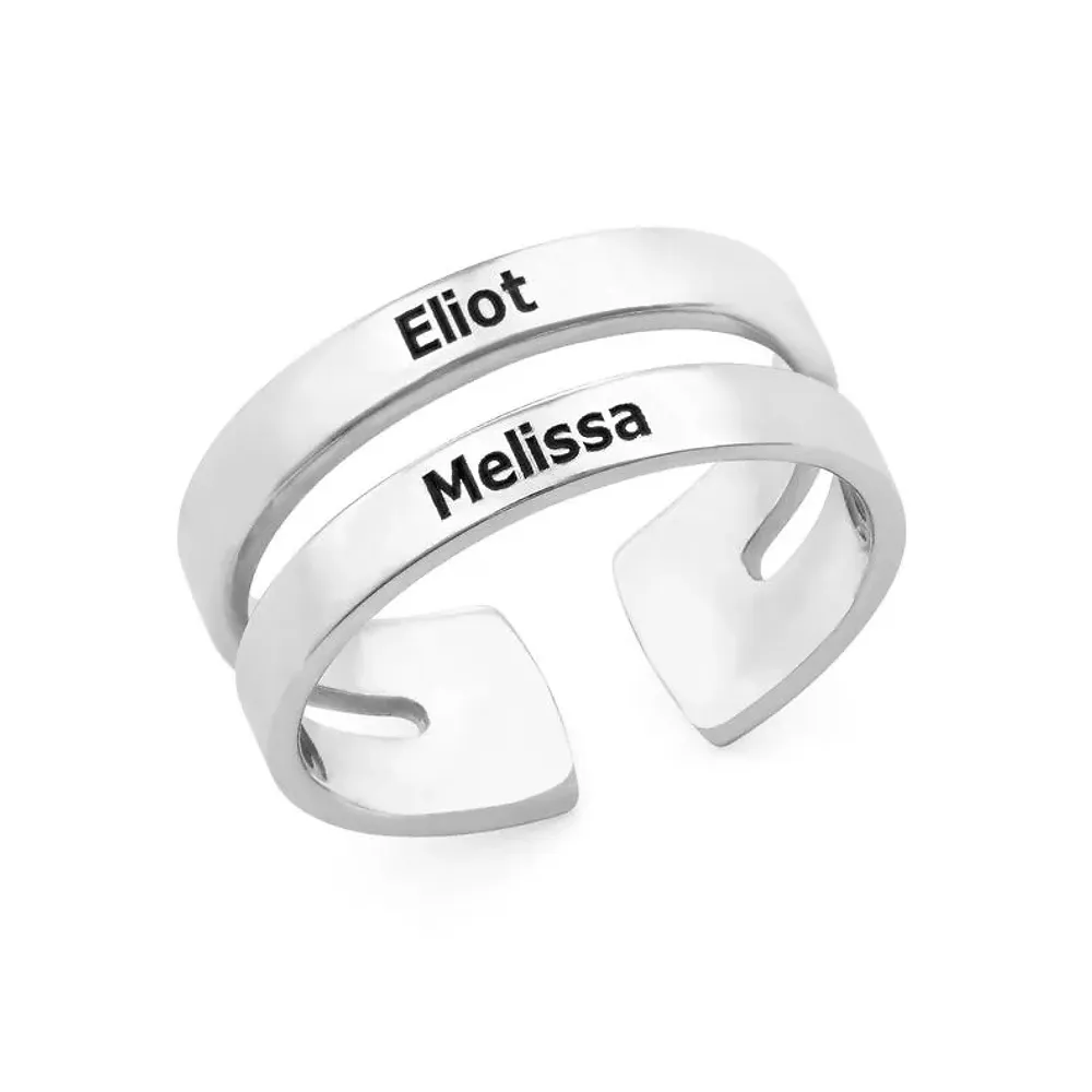 Gold & Silver Personalized Two Name Ring - FKJRNU6230