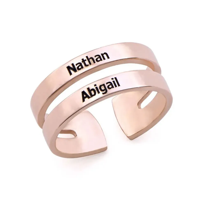 Gold & Silver Personalized Two Name Ring - FKJRNU6230