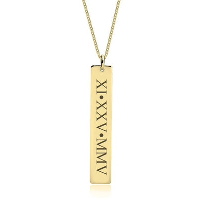 Gold & Silver Personalized Vertical Roman Numeral Necklace - FKJNKLU6186