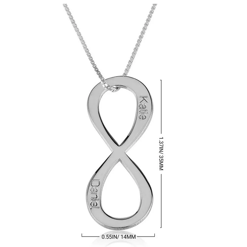 Silver 925 Personalized Vertical Two Names Infinity Necklace - FKJNKLSLU6168