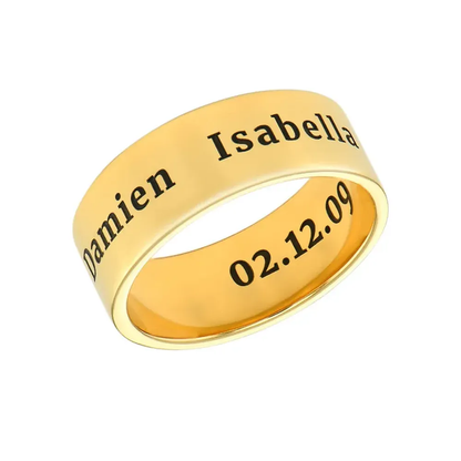 Gold & Silver Personalized Wide Engraved Band Ring - FKJRNU6228