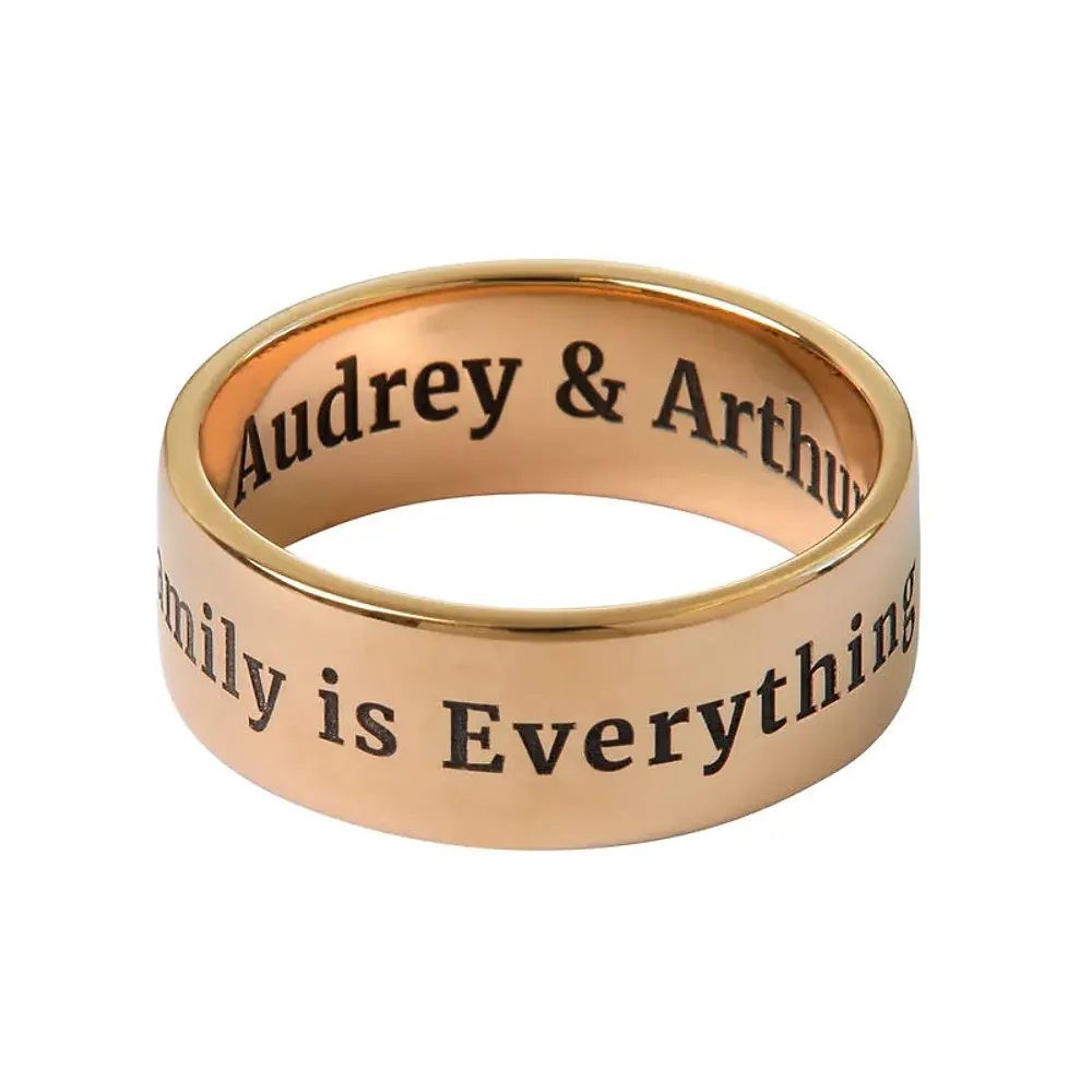 Gold & Silver Personalized Wide Engraved Band Ring - FKJRNU6228