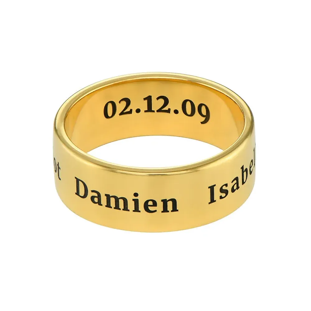 Gold & Silver Personalized Wide Engraved Band Ring - FKJRNU6228