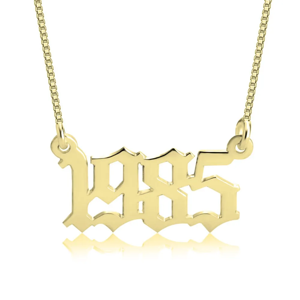 Gold & Silver Personalized Year Name Necklace - FKJNKLU6165