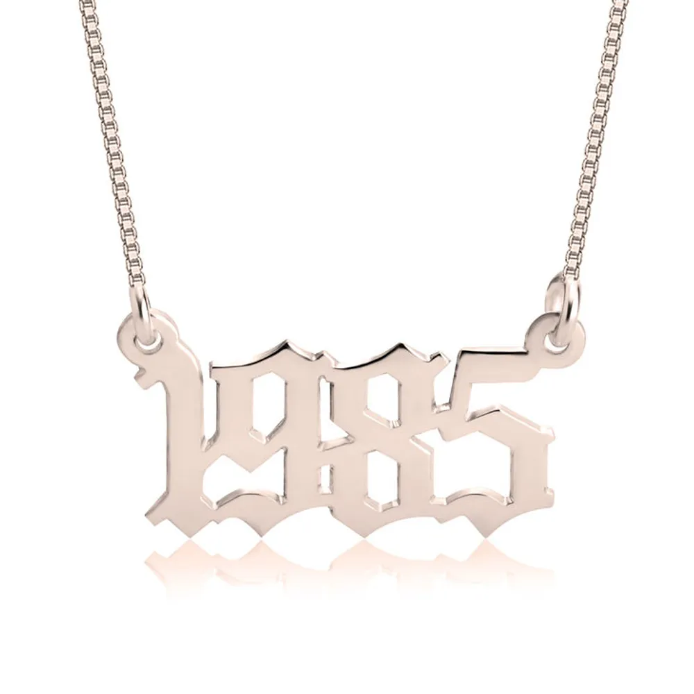 Gold & Silver Personalized Year Name Necklace - FKJNKLU6165