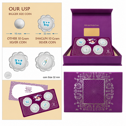 It's A Boy 10 Grams Silver Coin Small Box- FKJCONSL7013